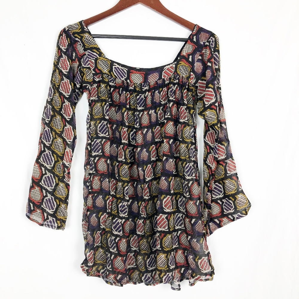 Winter Kate Size Small Sheer Bell Sleeve Top